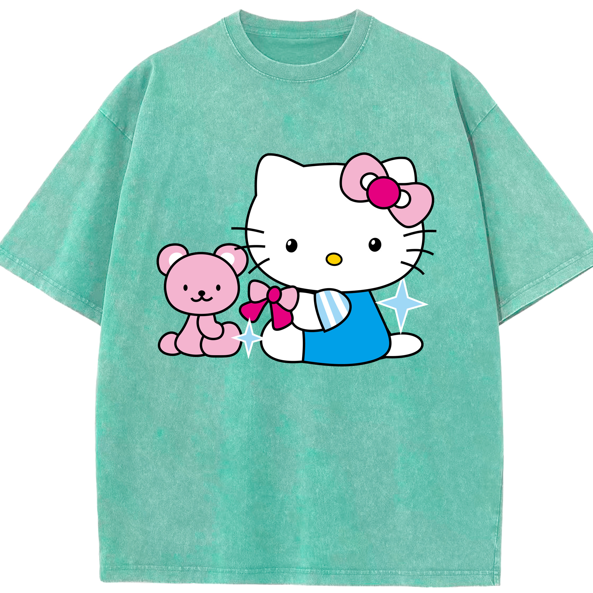 （画像用） Hello Kitty ハローキティ 綿100% ヴィンテージ風 半袖Tシャツ（フロントプリント）
